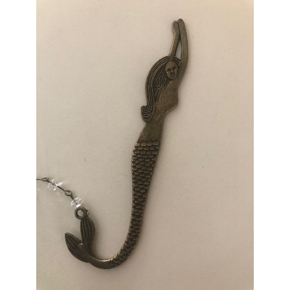 Vintage Coppertoned Mermaid Bookmark with White‎